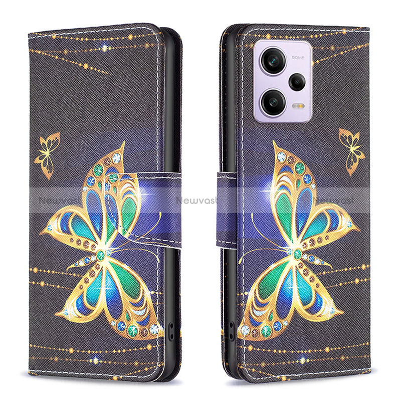 Leather Case Stands Fashionable Pattern Flip Cover Holder B03F for Xiaomi Redmi Note 12 Explorer