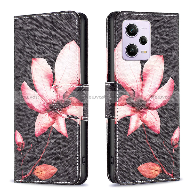 Leather Case Stands Fashionable Pattern Flip Cover Holder B03F for Xiaomi Redmi Note 12 Explorer Red