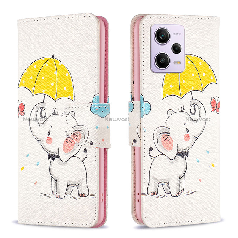 Leather Case Stands Fashionable Pattern Flip Cover Holder B03F for Xiaomi Redmi Note 12 Pro 5G