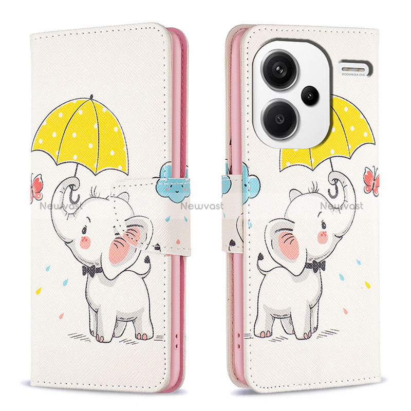 Leather Case Stands Fashionable Pattern Flip Cover Holder B03F for Xiaomi Redmi Note 13 Pro+ Plus 5G