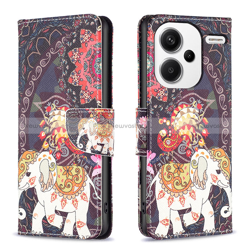 Leather Case Stands Fashionable Pattern Flip Cover Holder B03F for Xiaomi Redmi Note 13 Pro+ Plus 5G