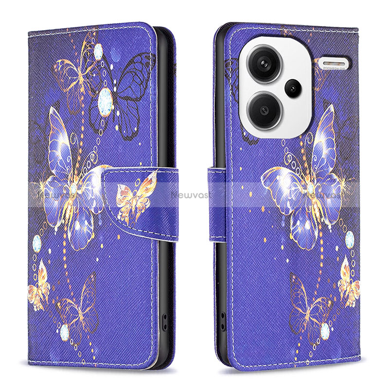 Leather Case Stands Fashionable Pattern Flip Cover Holder B03F for Xiaomi Redmi Note 13 Pro+ Plus 5G