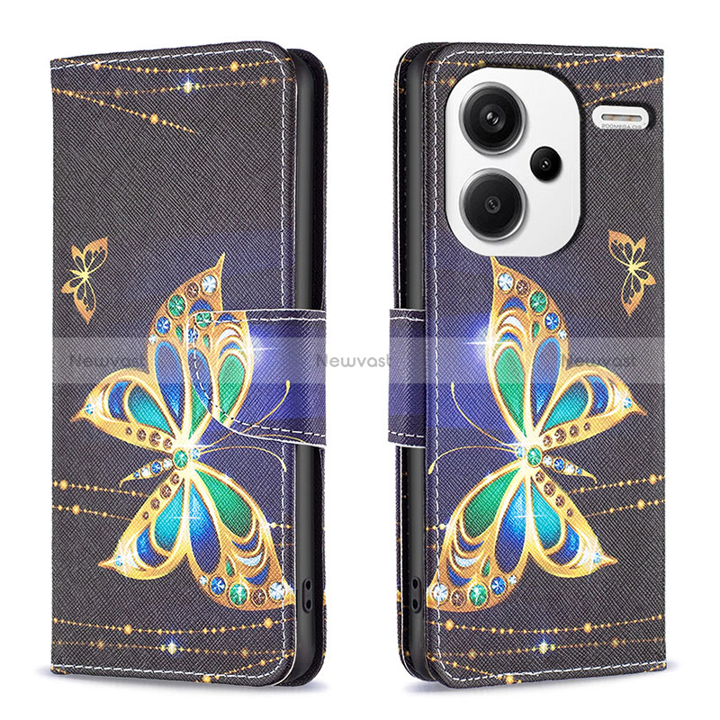 Leather Case Stands Fashionable Pattern Flip Cover Holder B03F for Xiaomi Redmi Note 13 Pro+ Plus 5G