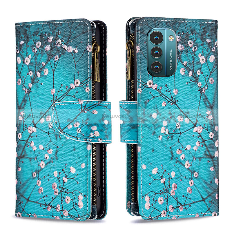 Leather Case Stands Fashionable Pattern Flip Cover Holder B04F for Nokia G11