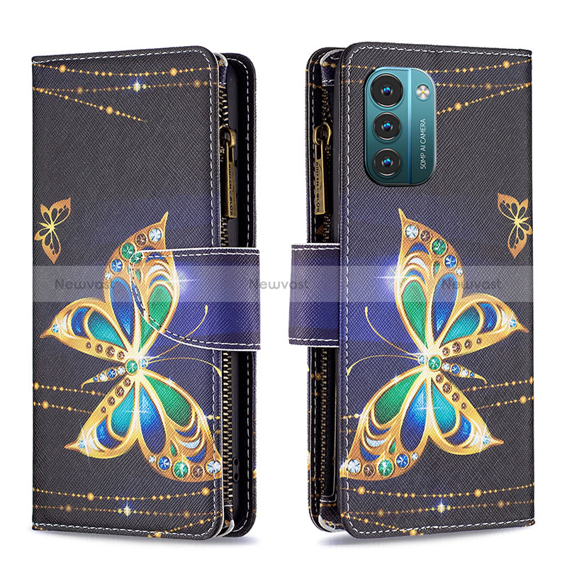 Leather Case Stands Fashionable Pattern Flip Cover Holder B04F for Nokia G21