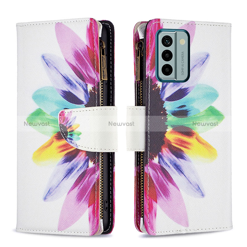 Leather Case Stands Fashionable Pattern Flip Cover Holder B04F for Nokia G22 Mixed