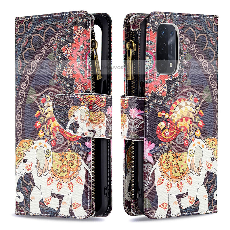 Leather Case Stands Fashionable Pattern Flip Cover Holder B04F for OnePlus Nord N200 5G