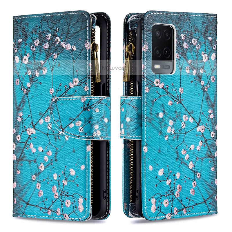 Leather Case Stands Fashionable Pattern Flip Cover Holder B04F for Oppo A54 4G