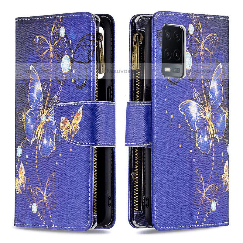 Leather Case Stands Fashionable Pattern Flip Cover Holder B04F for Oppo A54 4G