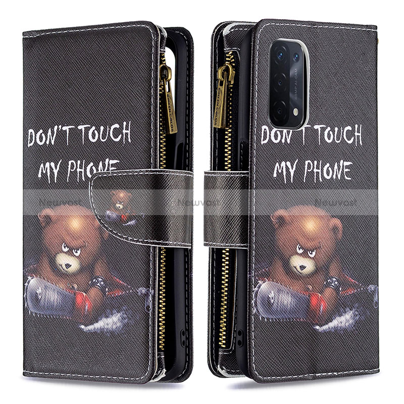 Leather Case Stands Fashionable Pattern Flip Cover Holder B04F for Oppo A54 5G