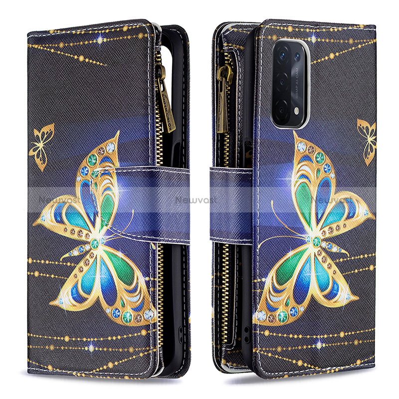 Leather Case Stands Fashionable Pattern Flip Cover Holder B04F for Oppo A54 5G