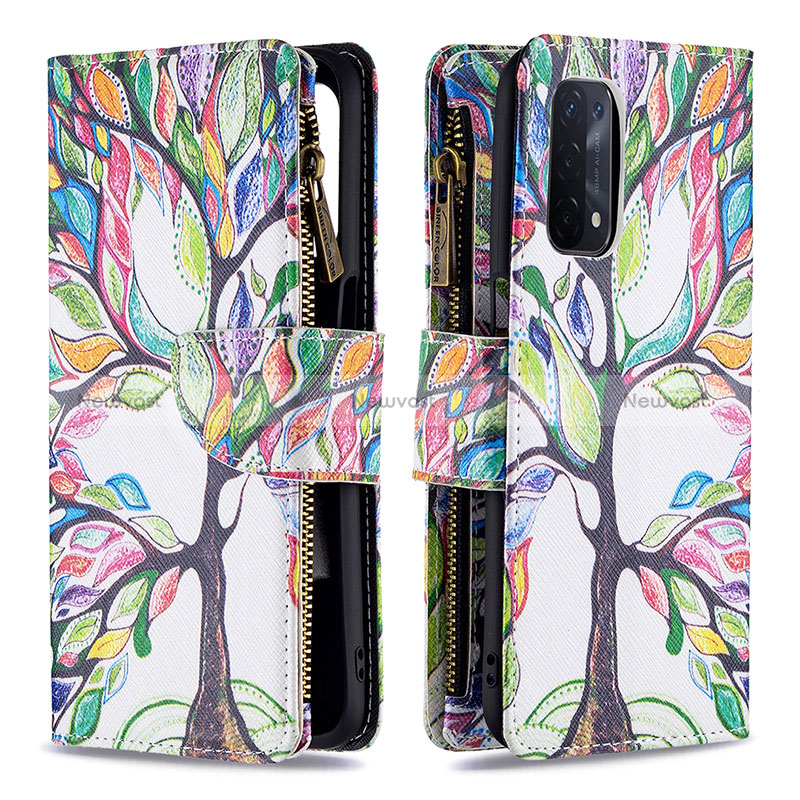 Leather Case Stands Fashionable Pattern Flip Cover Holder B04F for Oppo A54 5G