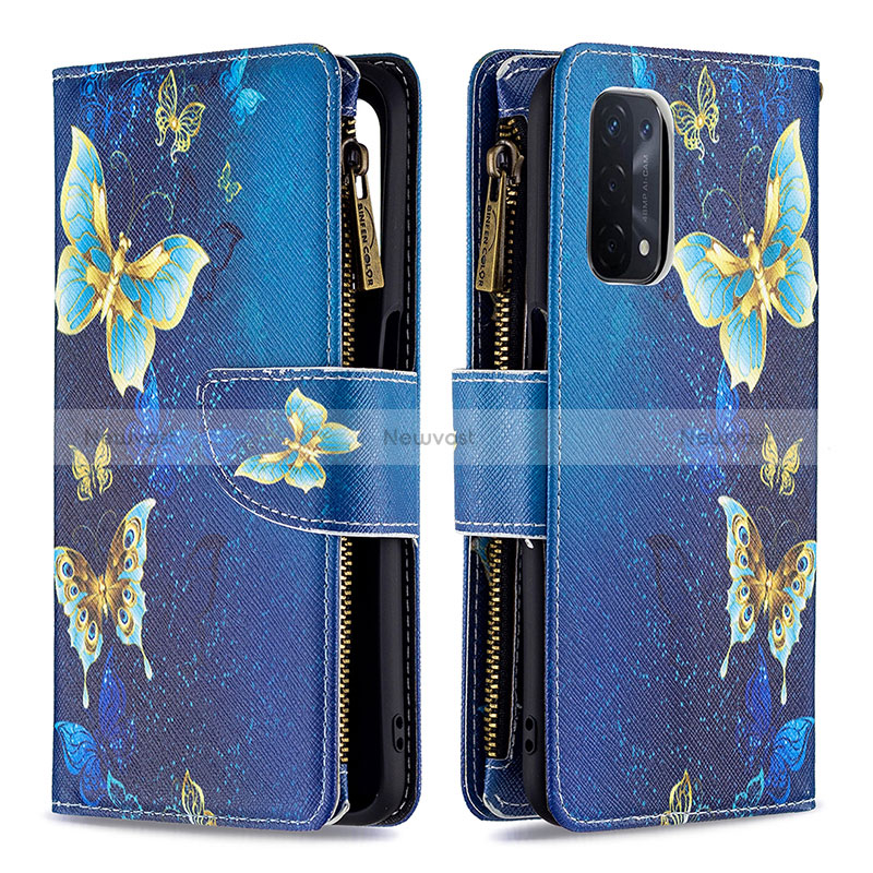 Leather Case Stands Fashionable Pattern Flip Cover Holder B04F for Oppo A54 5G