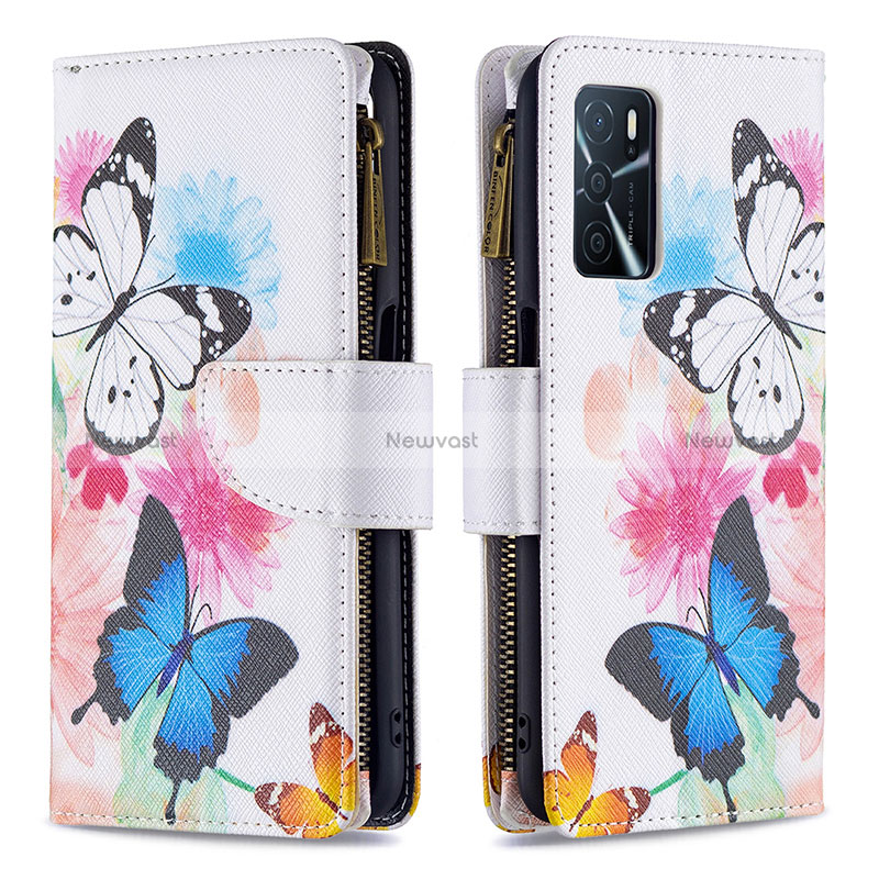 Leather Case Stands Fashionable Pattern Flip Cover Holder B04F for Oppo A54s