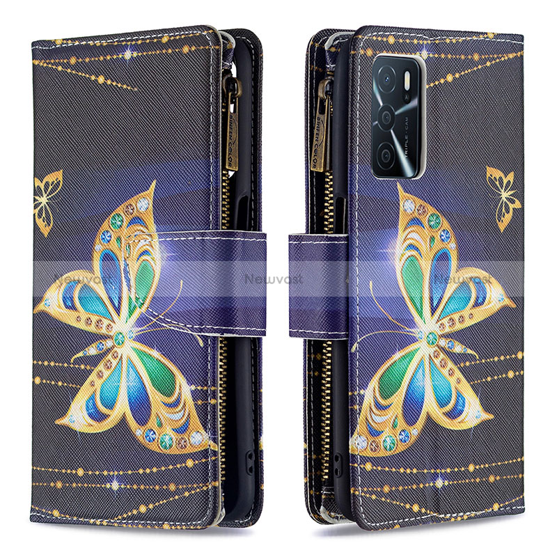 Leather Case Stands Fashionable Pattern Flip Cover Holder B04F for Oppo A54s