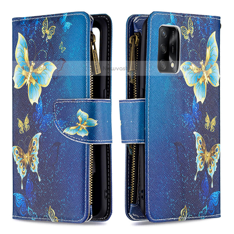 Leather Case Stands Fashionable Pattern Flip Cover Holder B04F for Oppo A74 4G