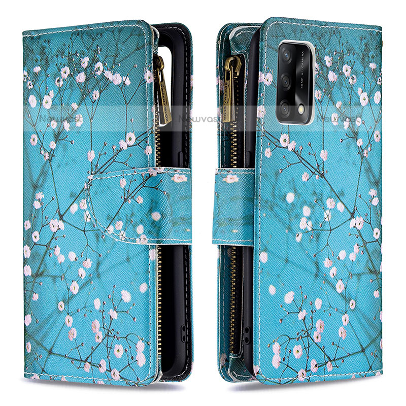 Leather Case Stands Fashionable Pattern Flip Cover Holder B04F for Oppo A74 4G