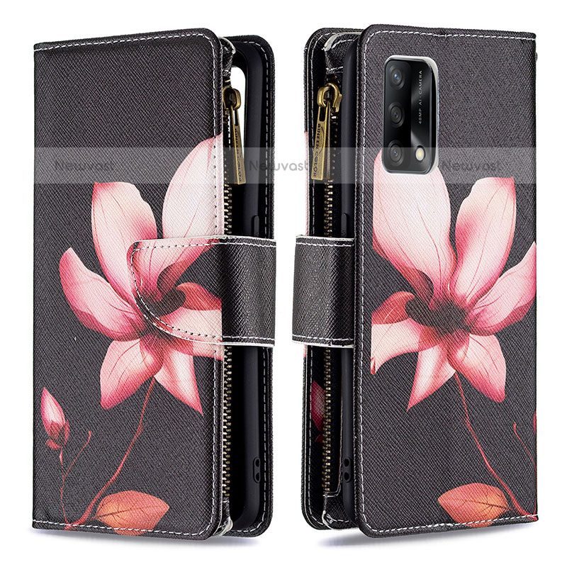 Leather Case Stands Fashionable Pattern Flip Cover Holder B04F for Oppo A74 4G