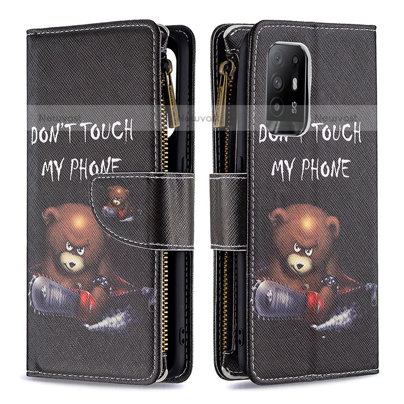 Leather Case Stands Fashionable Pattern Flip Cover Holder B04F for Oppo A94 5G