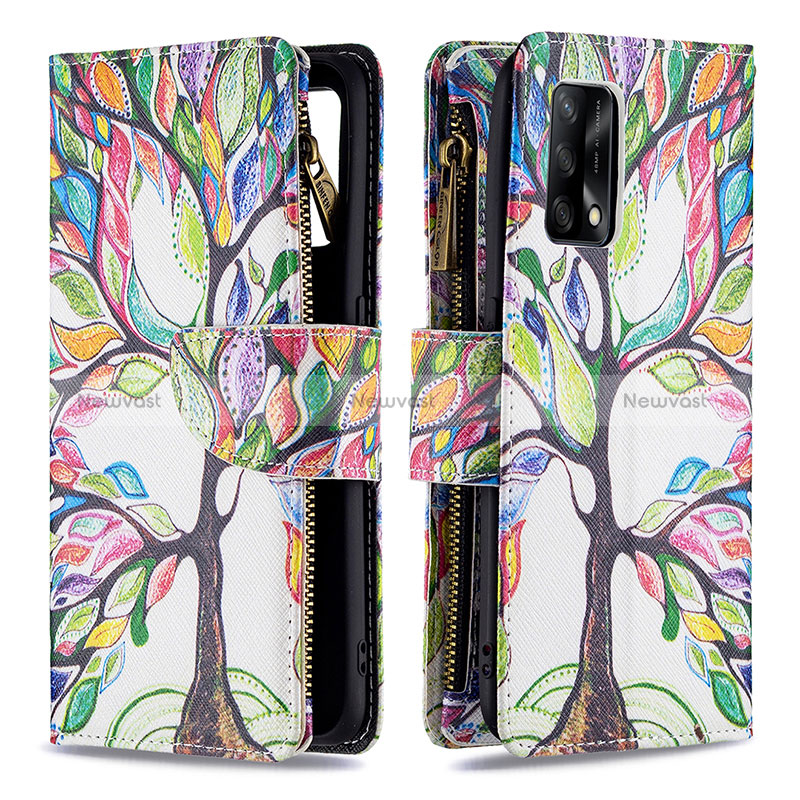 Leather Case Stands Fashionable Pattern Flip Cover Holder B04F for Oppo A95 4G