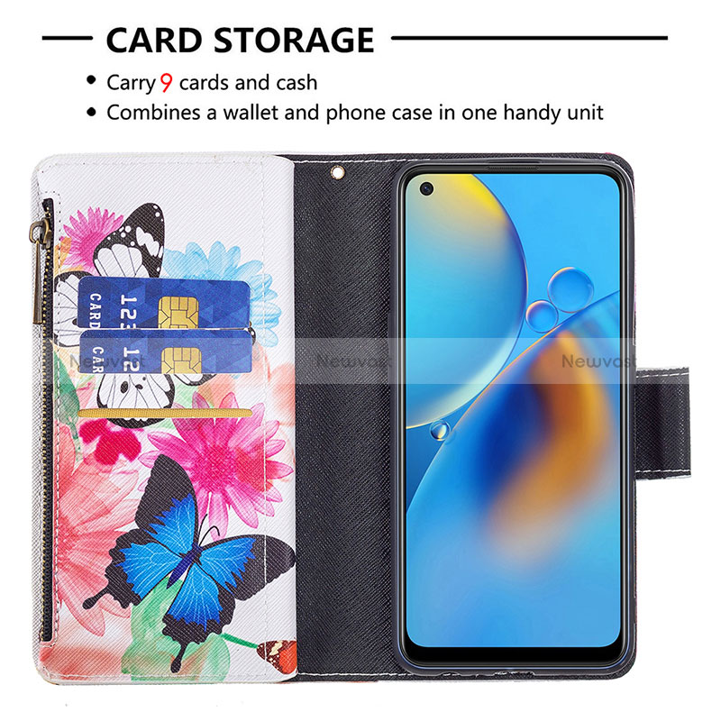 Leather Case Stands Fashionable Pattern Flip Cover Holder B04F for Oppo A95 4G