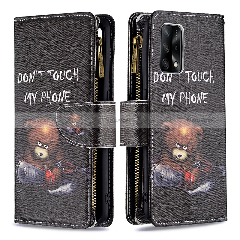 Leather Case Stands Fashionable Pattern Flip Cover Holder B04F for Oppo A95 4G