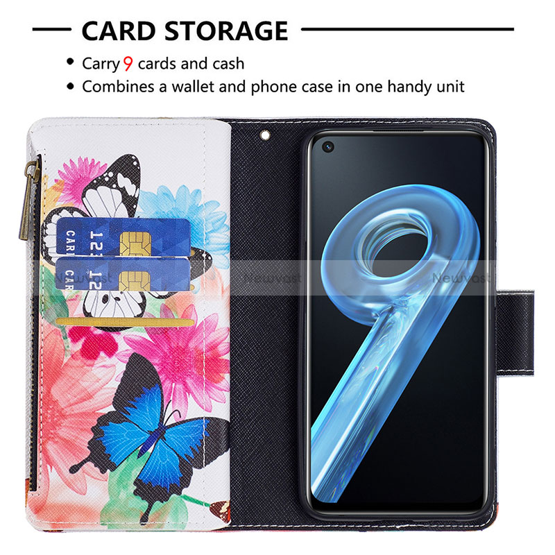 Leather Case Stands Fashionable Pattern Flip Cover Holder B04F for Oppo A96 4G