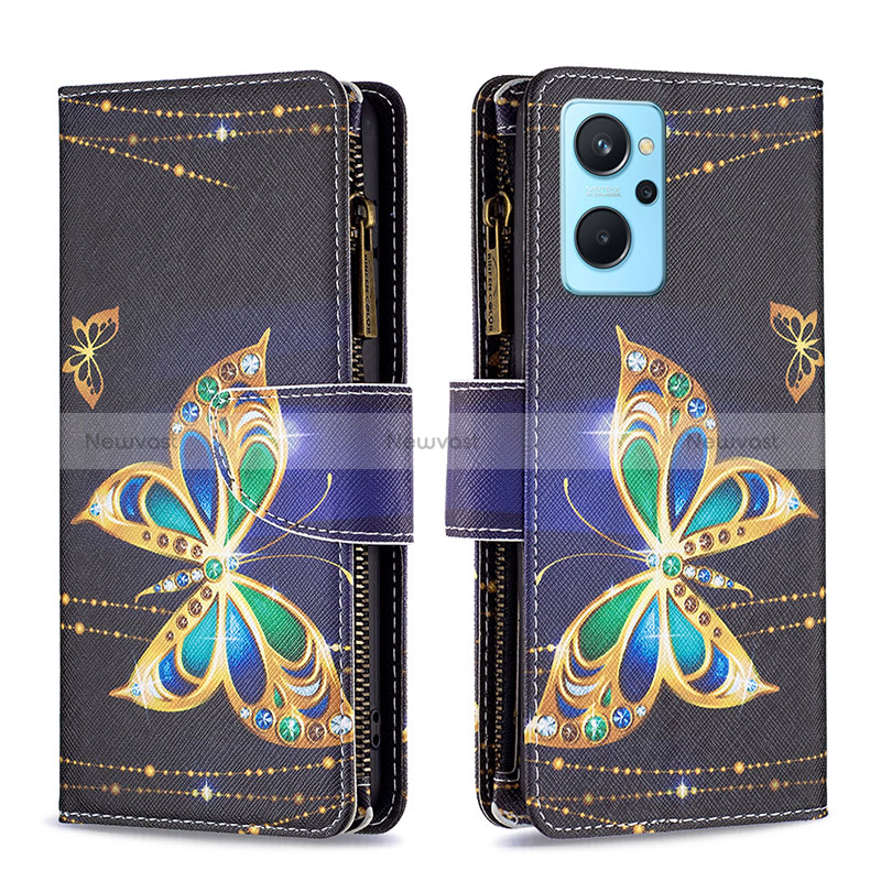 Leather Case Stands Fashionable Pattern Flip Cover Holder B04F for Oppo A96 4G