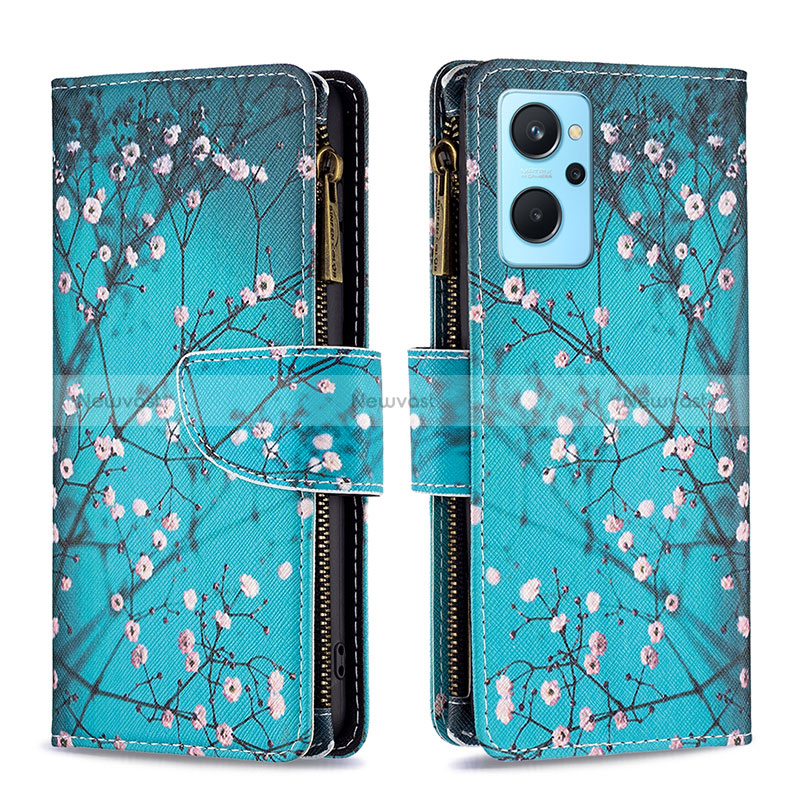 Leather Case Stands Fashionable Pattern Flip Cover Holder B04F for Oppo A96 4G