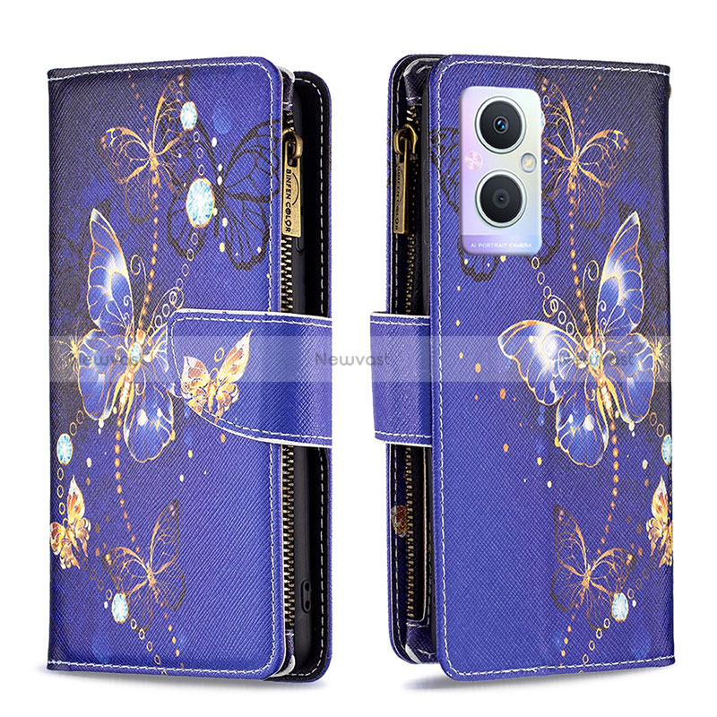 Leather Case Stands Fashionable Pattern Flip Cover Holder B04F for Oppo A96 5G