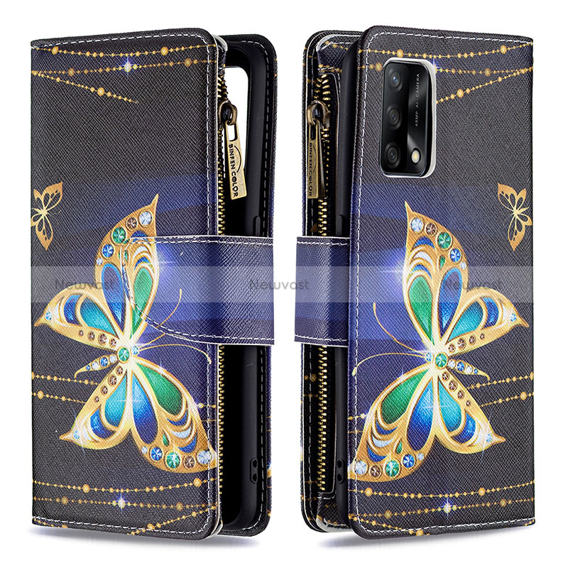 Leather Case Stands Fashionable Pattern Flip Cover Holder B04F for Oppo F19
