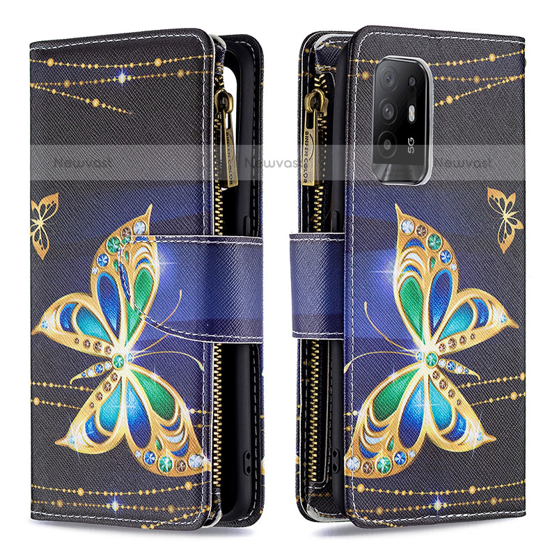 Leather Case Stands Fashionable Pattern Flip Cover Holder B04F for Oppo F19 Pro+ Plus 5G
