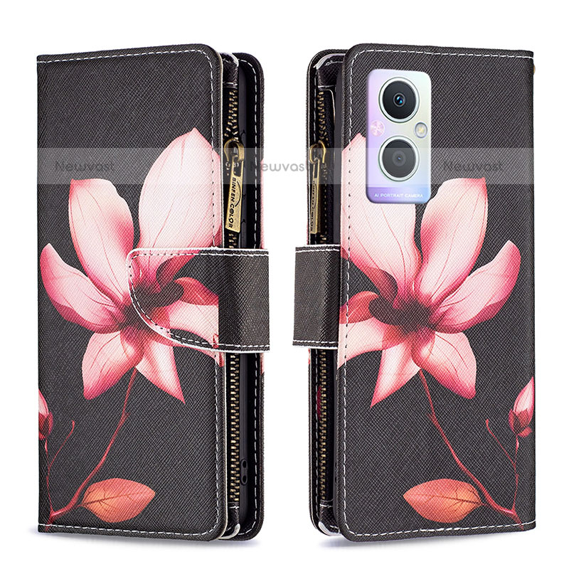 Leather Case Stands Fashionable Pattern Flip Cover Holder B04F for Oppo F21 Pro 5G