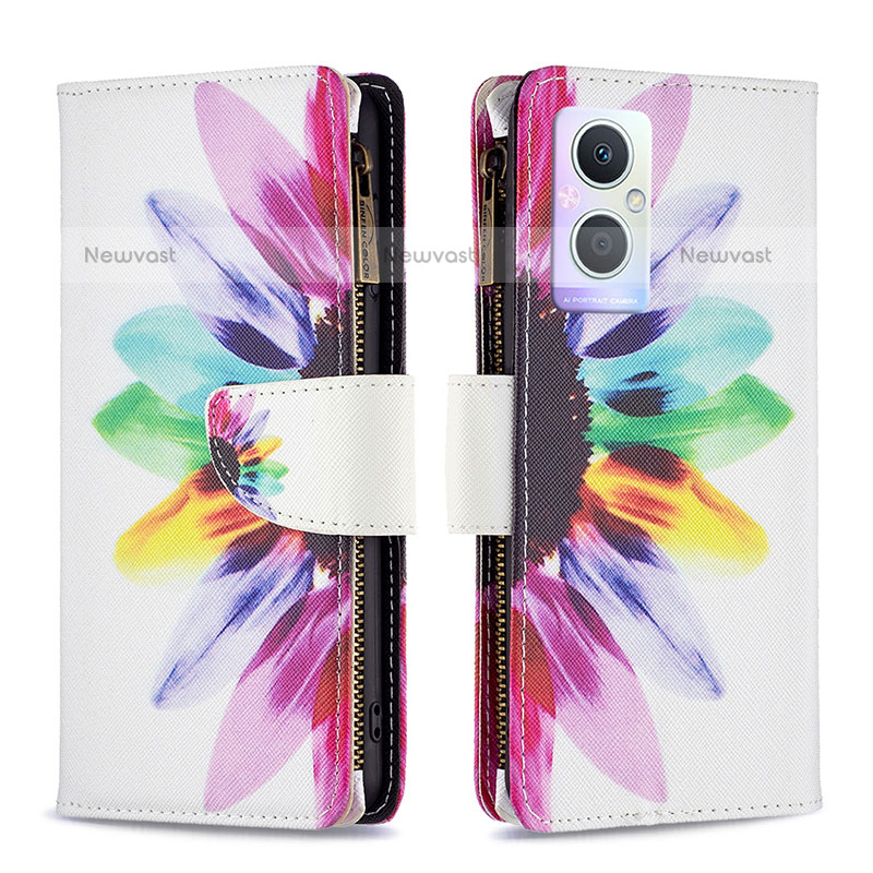 Leather Case Stands Fashionable Pattern Flip Cover Holder B04F for Oppo F21 Pro 5G