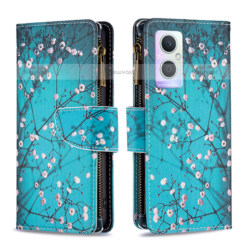 Leather Case Stands Fashionable Pattern Flip Cover Holder B04F for Oppo F21 Pro 5G