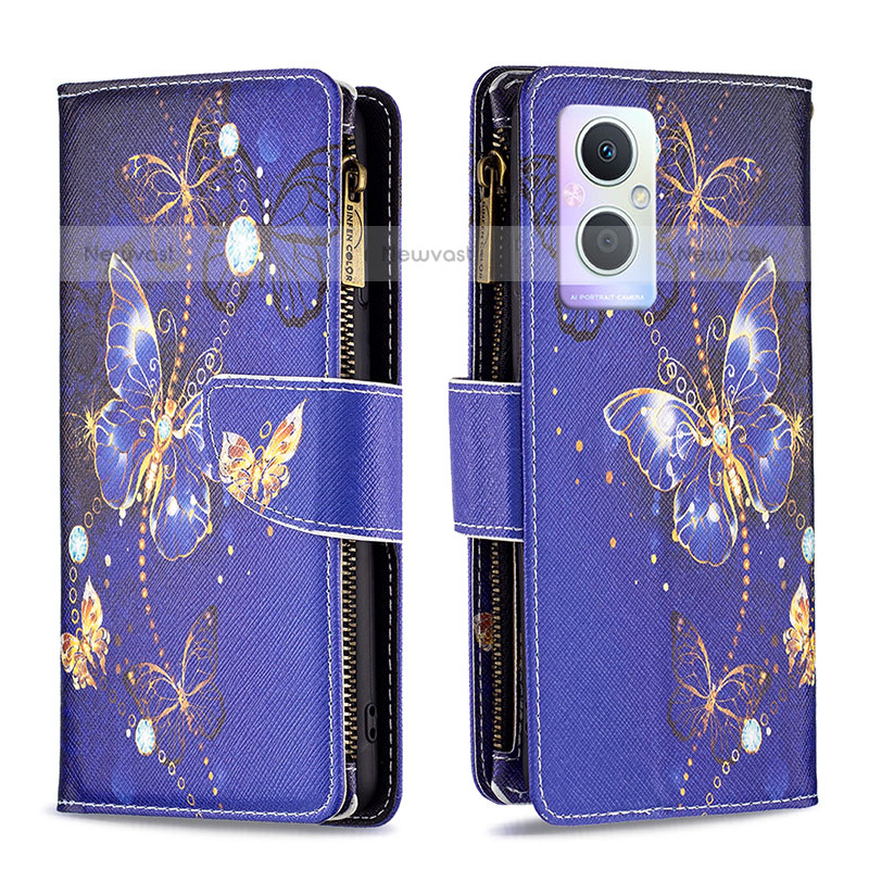 Leather Case Stands Fashionable Pattern Flip Cover Holder B04F for Oppo F21 Pro 5G