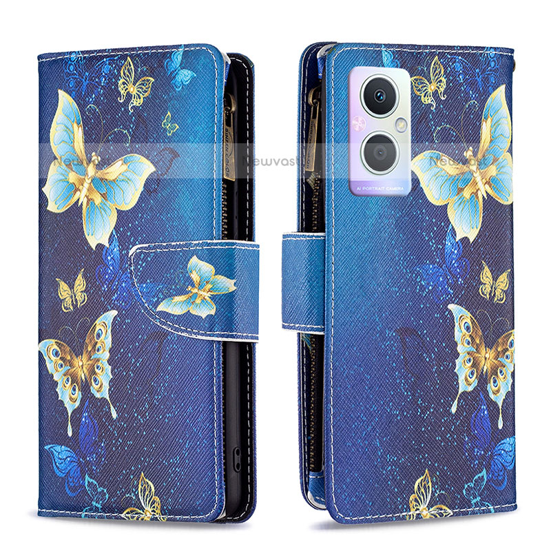 Leather Case Stands Fashionable Pattern Flip Cover Holder B04F for Oppo F21 Pro 5G