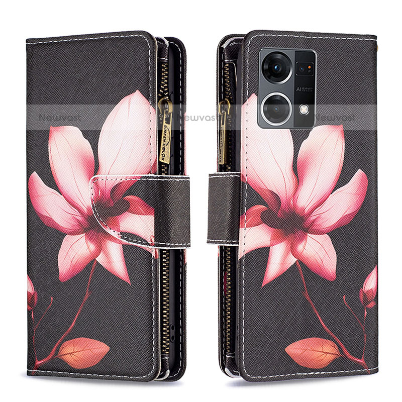 Leather Case Stands Fashionable Pattern Flip Cover Holder B04F for Oppo F21s Pro 4G