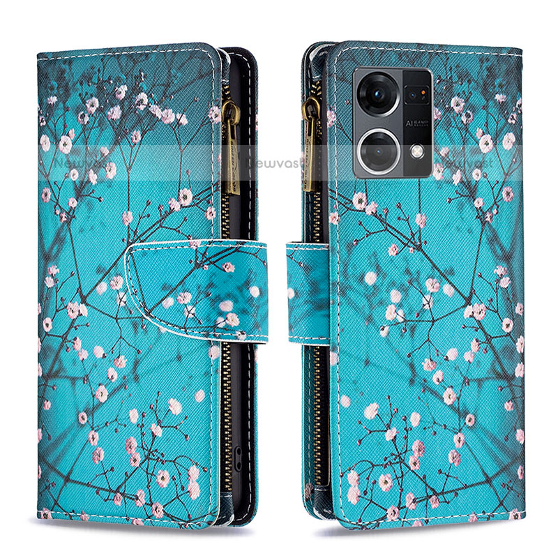 Leather Case Stands Fashionable Pattern Flip Cover Holder B04F for Oppo F21s Pro 4G