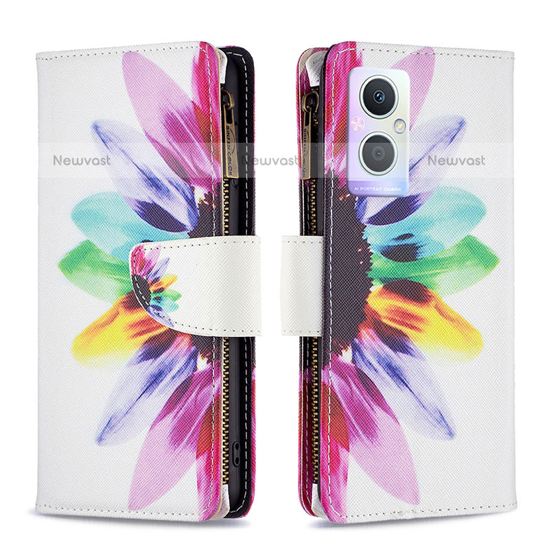 Leather Case Stands Fashionable Pattern Flip Cover Holder B04F for Oppo F21s Pro 5G