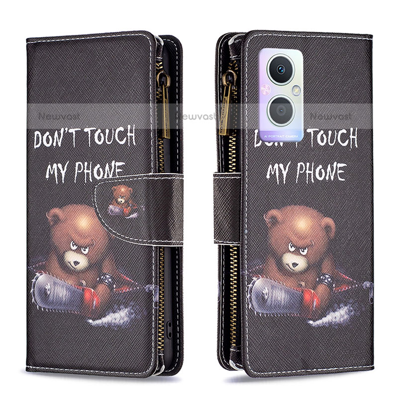 Leather Case Stands Fashionable Pattern Flip Cover Holder B04F for Oppo F21s Pro 5G