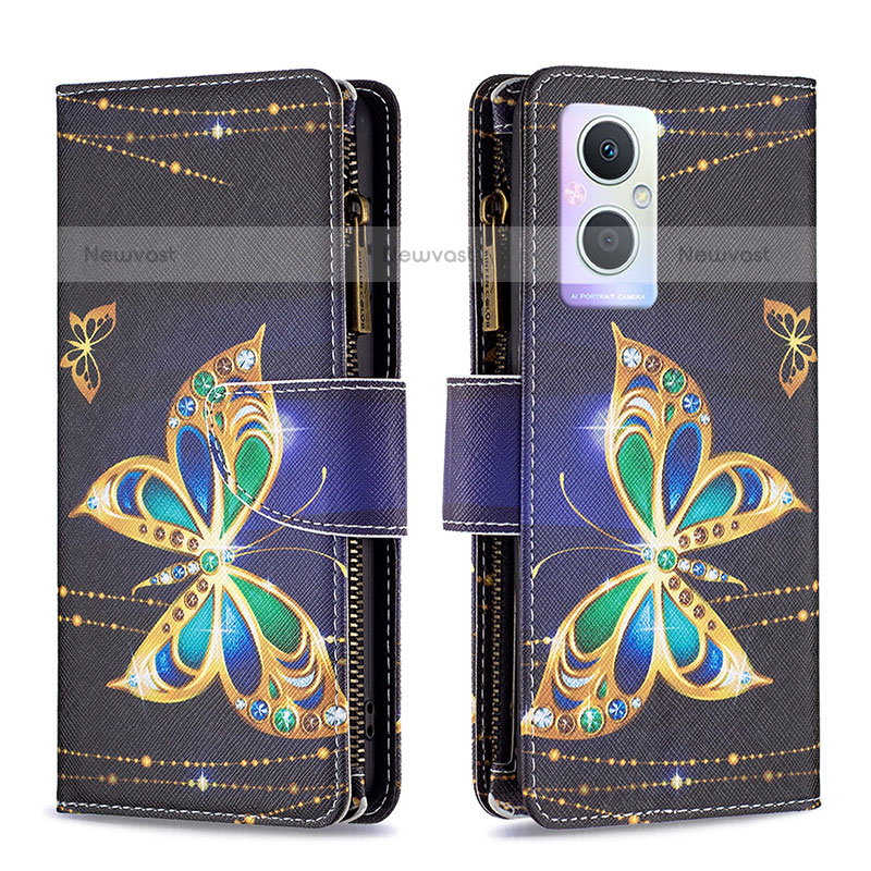 Leather Case Stands Fashionable Pattern Flip Cover Holder B04F for Oppo F21s Pro 5G