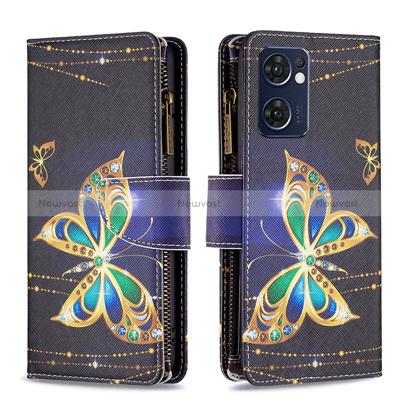 Leather Case Stands Fashionable Pattern Flip Cover Holder B04F for Oppo Find X5 Lite 5G