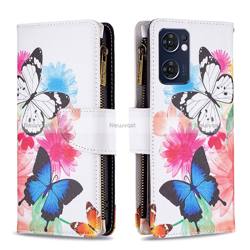 Leather Case Stands Fashionable Pattern Flip Cover Holder B04F for Oppo Find X5 Lite 5G Colorful