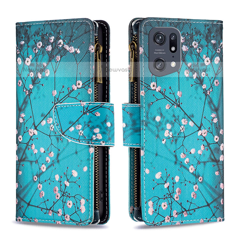 Leather Case Stands Fashionable Pattern Flip Cover Holder B04F for Oppo Find X5 Pro 5G