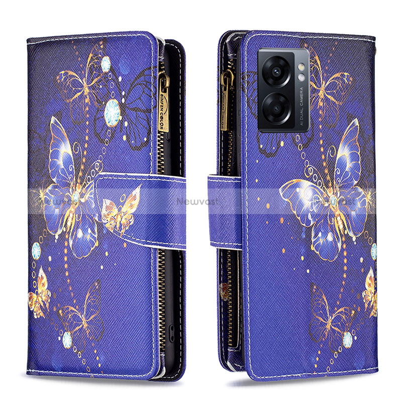 Leather Case Stands Fashionable Pattern Flip Cover Holder B04F for Oppo K10 5G India