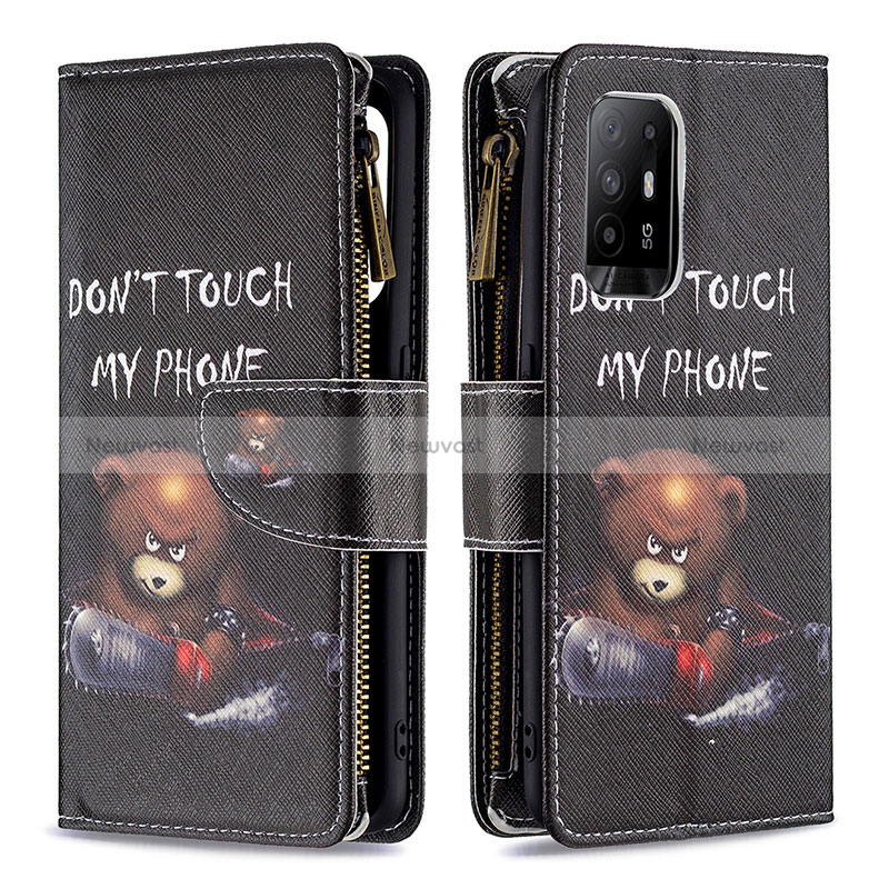 Leather Case Stands Fashionable Pattern Flip Cover Holder B04F for Oppo Reno5 Z 5G