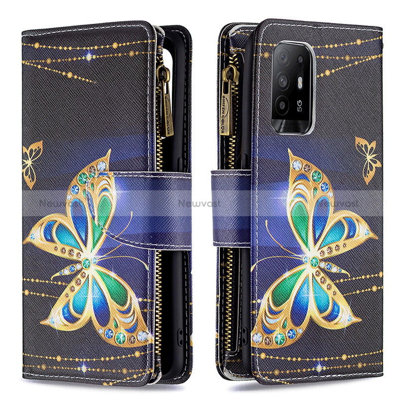 Leather Case Stands Fashionable Pattern Flip Cover Holder B04F for Oppo Reno5 Z 5G