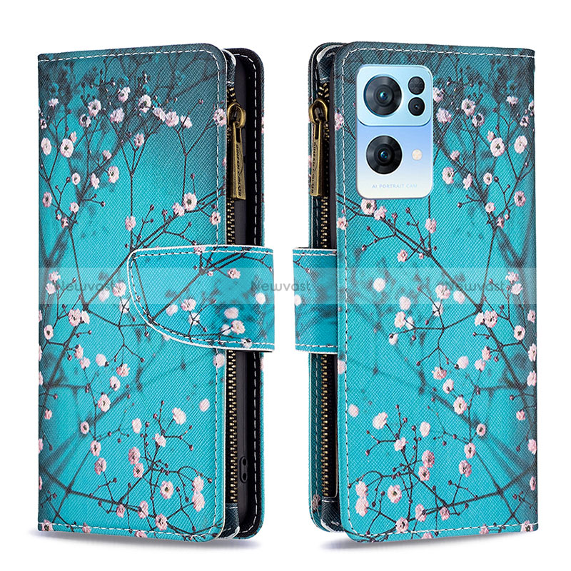 Leather Case Stands Fashionable Pattern Flip Cover Holder B04F for Oppo Reno7 Pro 5G