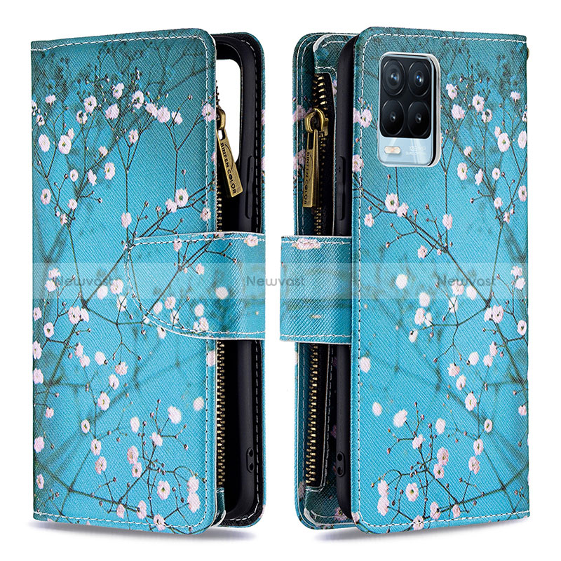 Leather Case Stands Fashionable Pattern Flip Cover Holder B04F for Realme 8 4G